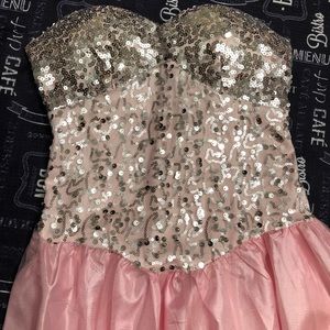Pink Costume Dress with silver sequin top